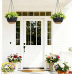 8 Inch Hanging Planters for Indoor Outdoor Plants, 4 Pack Black Brown Plastic - Image 7