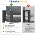 Solaste Aluminum Outdoor Patio Furniture Set, 7 Seats Patio Sectional Sofa - Image 6