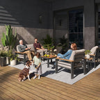 Aoxun Aluminum Outdoor Patio Furniture Set, 4 Seats Outdoor Sectional - Image 2