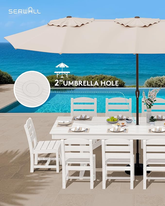 SERWALL Outdoor Dining Table, All Weather HDPE Outdoor Furniture - Image 5