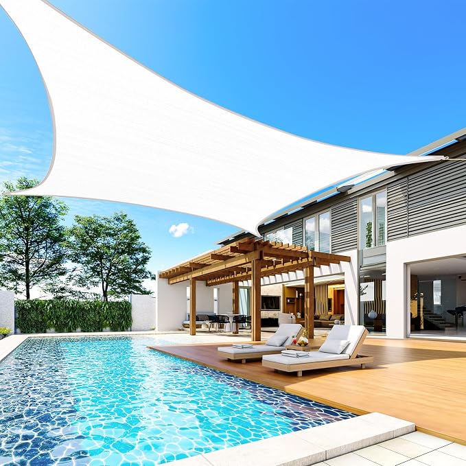 Quictent 185G HDPE Stripe Color Rectangle Sun Shade Sail Canopy White 98% UV - Image 7