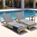 HOMREST Outdoor Chaise Lounge Chair Set of 2, Rattan Pool Sunbathing Recliner by HOMREST
