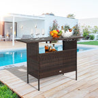 VINGLI Wicker Outdoor Bar Table - Image 7