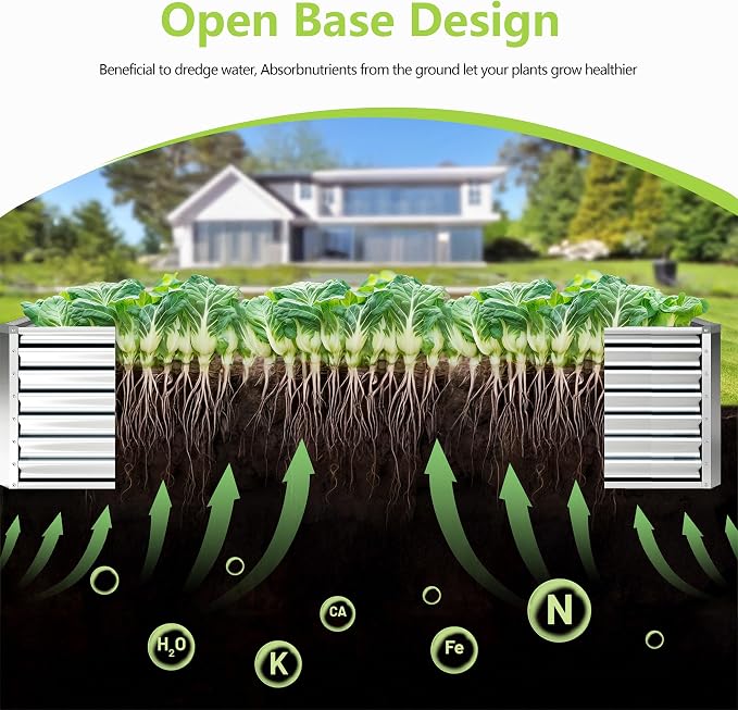 8x4x2FT Galvanized Raised Garden Bed, Galvanized Planter Boxes Outdoor - Image 2