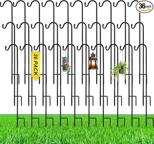36 Pcs 24 Inch Shepherds Hook for Outdoor Adjustable Bird Feeder Pole Metal by Yetene