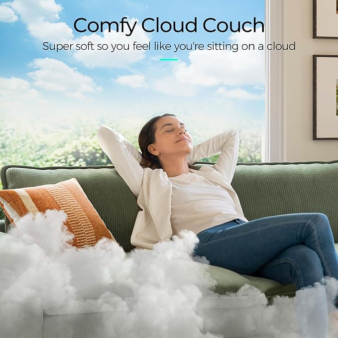 LINSY HOME 123'' Modular Sectional Sofa Green Couch Corduroy Cloud Couches - Image 4