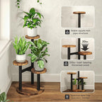 Bamworld Corner Plant Stand Indoor Metal Wood Plant Shelf Outdoor Tall Plant - Image 3