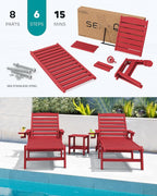 SERWALL Patio Chaise Lounge Chair Set of 2, Poly Lounge Chair - Image 6