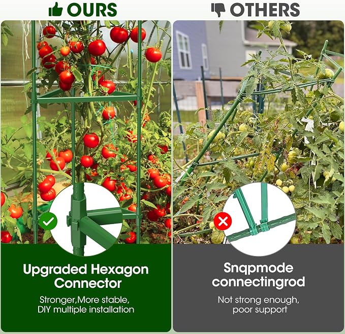 6 Pack Tomato Cages for Garden, Heavy Duty Adjustable Tomato Stake Support for - Image 5