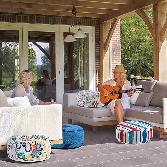 UPWELL Waterproof Inflatable Outdoor Ottoman Pouf, Portable Patio Footrest - Image 7