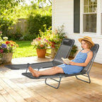 Outsunny 2 Piece Folding Chaise Lounge Chairs, Pool Sun Tanning Chairs - Image 6