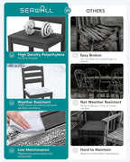 SERWALL Outdoor Dining Chairs Set of 4, All-Weather HDPE Patio Chair - Image 4
