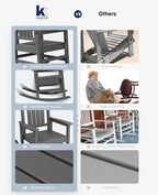 KINGYES HDPE Patio Rocking Chair Set of 4, Outdoor Rocking Chairs Porch Rocker - Image 5