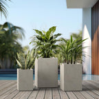Kante 18.5", 12.6" H Tall Rectangular Concrete Planters Set of 3, Outdoor - Image 7