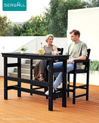SERWALL Outdoor Bar Table and Chairs Set, Adirondack Bar Chairs Set of 2 and - Image 3