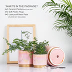 Gepege Pink Indoor Plant Pots for Plants, Ceramic Planter - Image 3