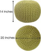 COTTON CRAFT - Hand Knitted Cable Style Dori Pouf - Green - Floor Ottoman - - Image 3