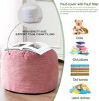 HIGOGOGO Round Stuffed Pouf Ottoman, Corduroy Poufs - Image 5