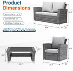 Wisteria Lane 4 Piece Patio Furniture Set, Wicker Outdoor Patio Conversation - Image 8