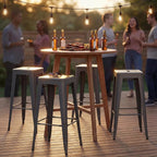 Shahoo 30 Inches Metal Bar Stools Counter Height Stackable Backless Stools - Image 9