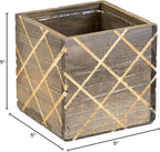 Wood Planter Box with Diamond Cross Hatch Style, 5 Inch Square, Rustic Barn Wood - Image 9