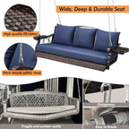3-Person Wicker Porch Swing Chair Heavy Duty 900 LBS Outdoor Rattan Patio Swing - Image 2