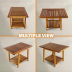 ENKEZI Acacia 24 Inches Outdoor Side Table, 2-Tier Sturdy Patio, End Table - Image 4