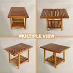 ENKEZI Acacia 24 Inches Outdoor Side Table, 2-Tier Sturdy Patio, End Table - Image 4
