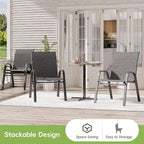 Patio Chairs Set of 2, Outdoor Dining Chairs Stackable - Image 4