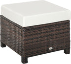 Outsunny 20" Patio Wicker Ottoman, Additional Seating, Side Table by Outsunny