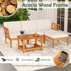 Tangkula L Shaped Outdoor Furniture Set, 5 Pieces Acacia Wood Patio - Image 5