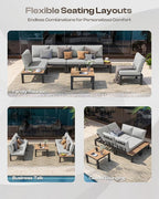 Aluminum Outdoor Patio Sofa Set, 2 Seats Modular Sectional Single Seat Sofa - Image 3