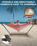 Double Hammock with Heavy-Duty Steel Stand, Easy Assembly, 600lbs Weight - Image 4