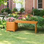 VINGLI Outdoor Wood Bench with Planter Boxes, 2-in-1 All-Weather Porch Bench - Image 9