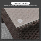Outdoor Wicker Coffee Table Patio Furniture Garden Rattan 2-Layer Glass Table - Image 7
