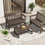 SERWALL HDPE Patio Coffee Table, Rectangle Outdoor Coffee Table, All Weather - Image 11