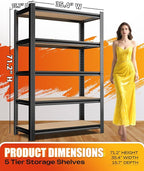 Set of 5 Garage Shelving Heavy Duty Storage Shelves, Metal Adjustable Shelving - Image 3