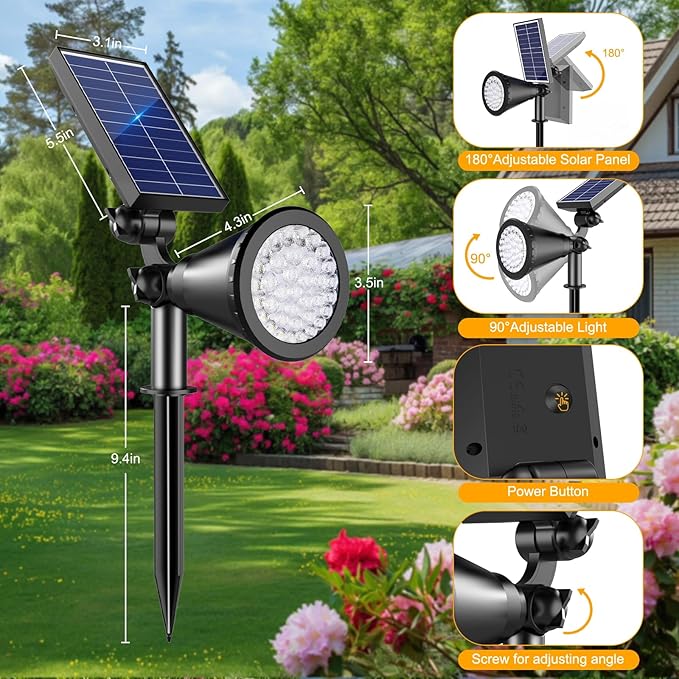 RGB Halloween Solar Spot Lights Outdoor, 36 LEDs Solar Lights Outdoor Color - Image 3