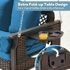 3 Seat Porch Swing, Wicker Patio Swing - Image 5