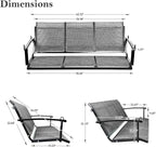 Textilene 3 Seat Hanging Swing, 5.2FT Patio Bench Swing, 660lbs Heavy Duty - Image 7