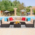 Vongrasig 6 Pieces Outdoor Patio Furniture Set, PE Wicker Rattan Sectional Sofa - Image 8