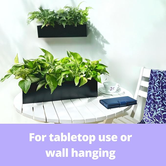 LaLaGreen Wall Planter Rectangular Metal Hanging Flower Pot - Image 9