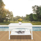 White Wicker Patio Coffee Table - Image 2