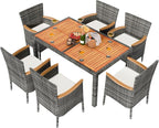 Shintenchi 7 Piece Patio Dining Set, Wicker Patio Conversation Set by Shintenchi