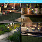 VCUTEKA Solar Lights Outdoor Metal Garden Stake Waterproof Crackle Glass Globe - Image 6