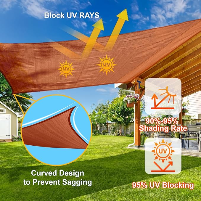 SUNLAX Sun Shade Sail 10' x 11' Terra Red Rectangle Canopy Sail Shade Cover UV - Image 4