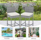 HAPPYGRILL Patio Wicker Barstools Set of 4, Outdoor Bar Height Chair w/Soft - Image 7