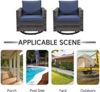 Belord Wicker Chairs Outdoor Bistro Set Oversize Patio Swivel Rocker, Rattan - Image 9