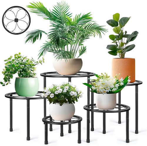 5 Pack Metal Plant Stand, Iron Plant Stands by Amoot
