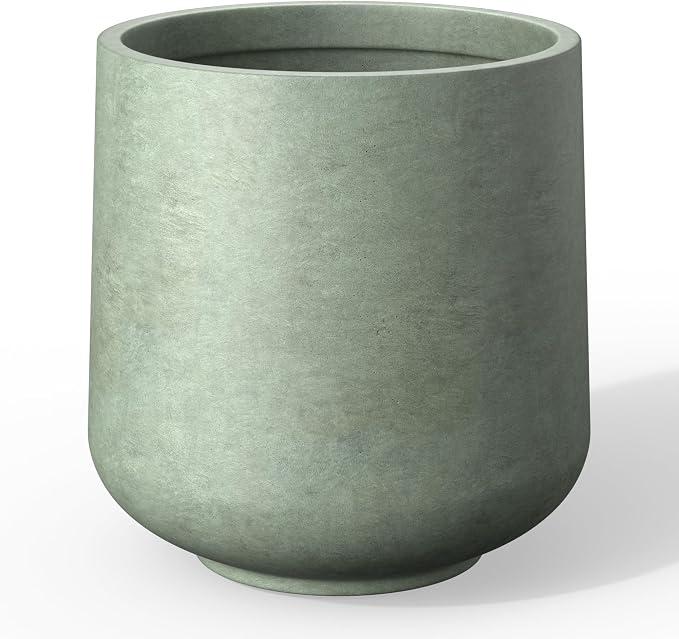 Kante 15.3" Dia Round Concrete Planter, Outdoor Indoor Large Plant Pots by Kante